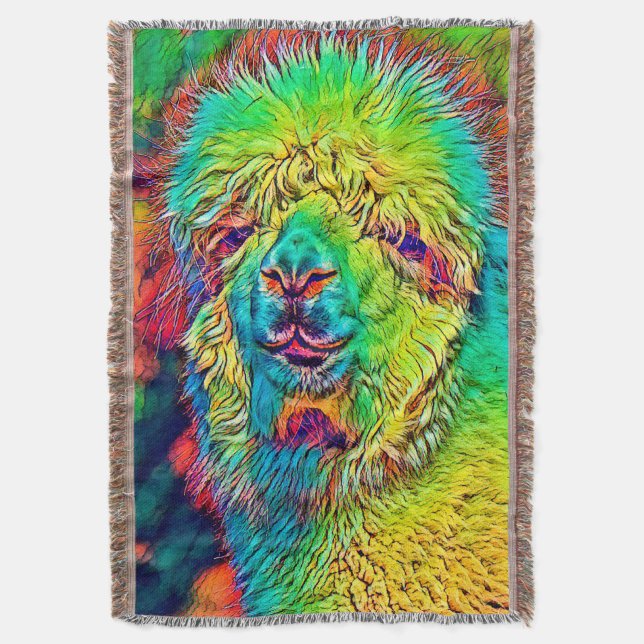 AnimalColor_Alpaca_005 Throw Blanket (Front Vertical)