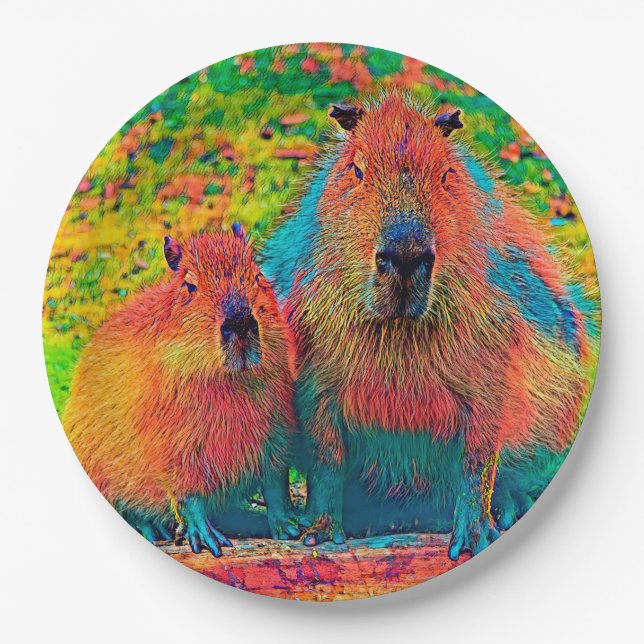 AnimalColor_Capybara_002 Paper Plate (Front)
