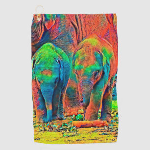 AnimalColor_Elephant_001 Golf Towel