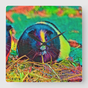 AnimalColor_Guineapig_002 Square Wall Clock