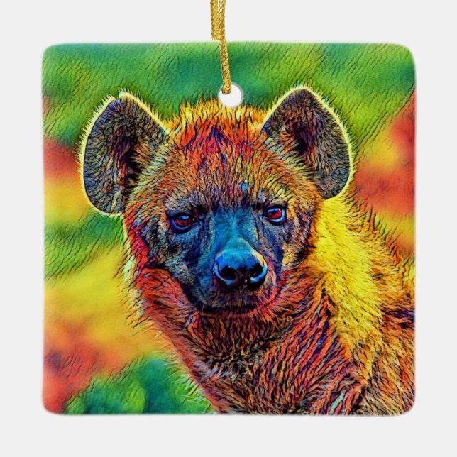 AnimalColor_Hyena_001 Ceramic Ornament (Front)
