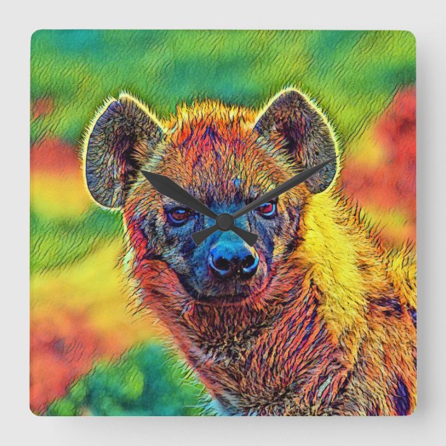 AnimalColor_Hyena_001 Square Wall Clock (Front)