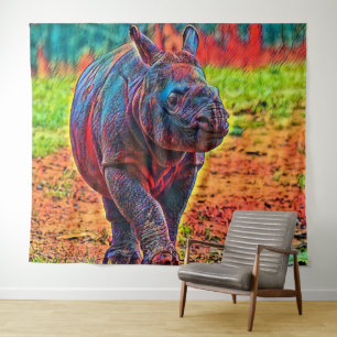 AnimalColor_Rhino_001 Tapestry