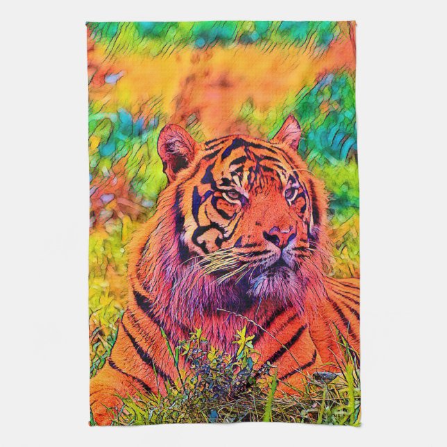 AnimalColor_Tiger_002 Tea Towel (Vertical)