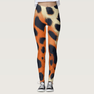 Animalier black & orange leopard pattern style leggings
