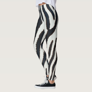 Animalier black & white  zebra striped style leggings