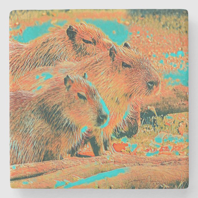 AnimalMix_Capybara_006 Stone Coaster (Front)