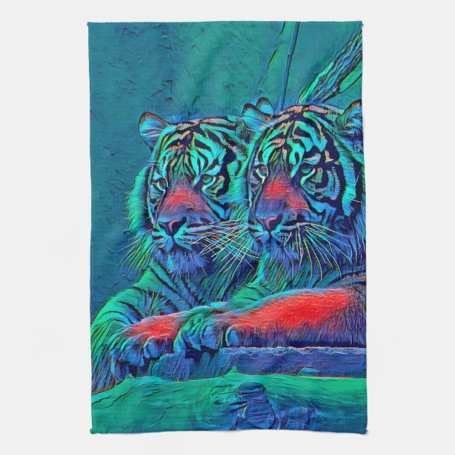 AnimalMix_Tiger_035 Tea Towel (Vertical)