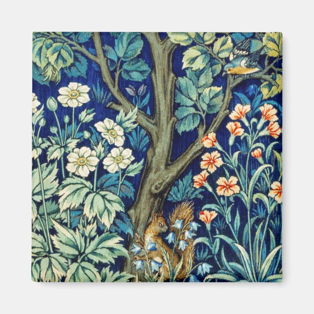Animals and Flowers, Forest, William Morris Magnet (Front)