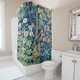 Animals and Flowers, Forest, William Morris Shower Curtain