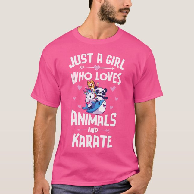 Animals And Karate Shirt Gifts For Girls Women (Front)