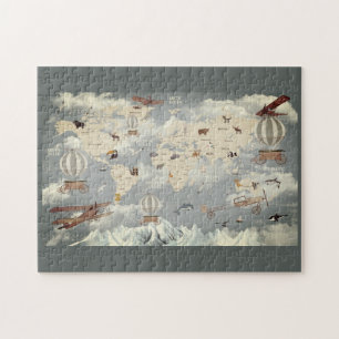 Animals and World map for kids puzzle