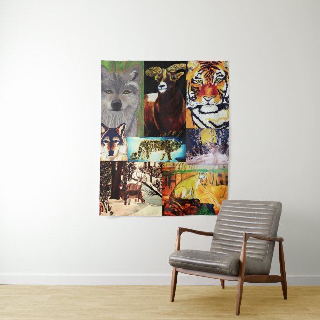 ANIMALS ARE BEAUTIFUL COLLAGE print Tapestry (In Situ)