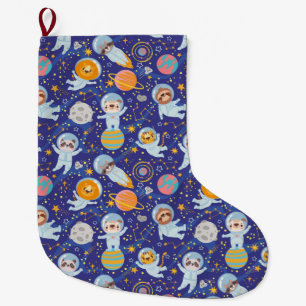 Animals Astronauts Large Christmas Stocking