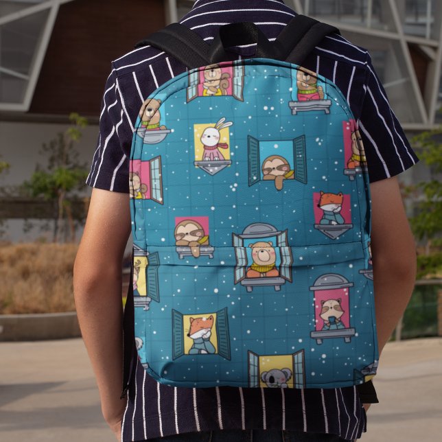 Animals At The Window  Printed Backpack (Animals At The Window Printed Backpack)