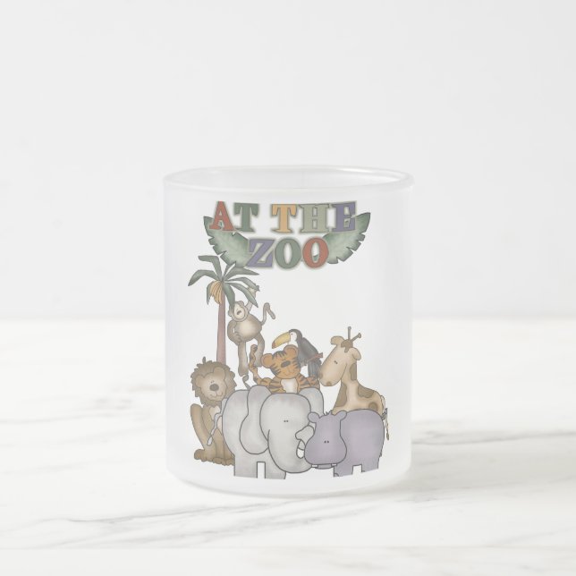 Animals at the Zoo Tshirts and Gifts Frosted Glass Coffee Mug (Center)
