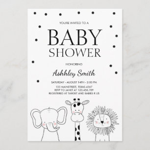 Animals Baby shower invite Zoo Safari Jungle