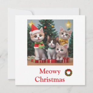 Animals cat Merry Christmas Cards