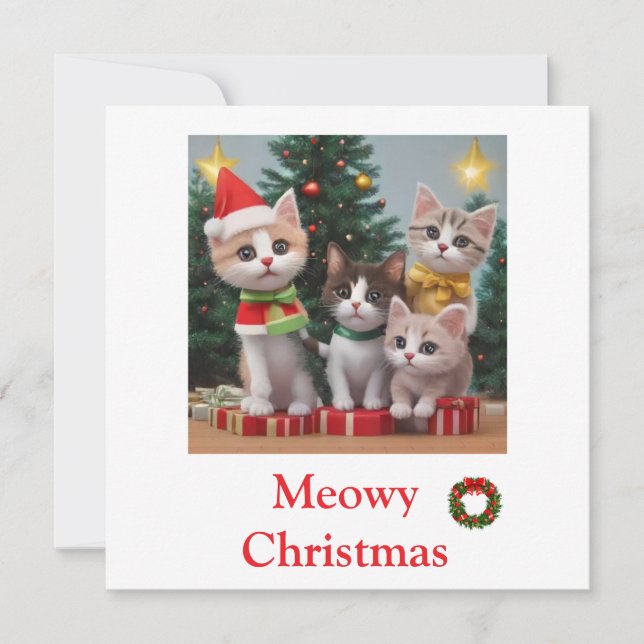 Animals cat  Merry Christmas Cards (Front)