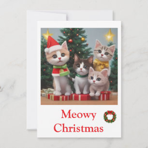 Animals cat Merry Christmas Cards