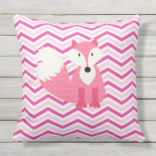 Animals Chevron Stripe Fox Chevron Outdoor Pillow