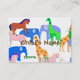 Animals Children's Calling Card