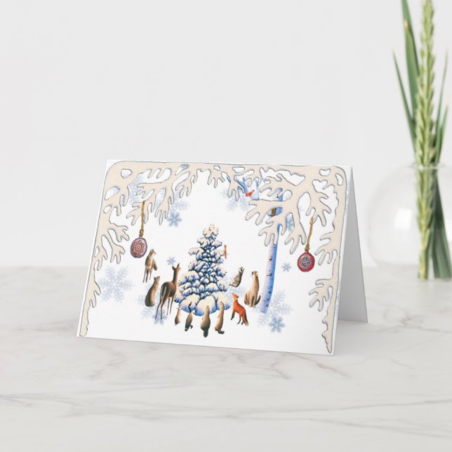 Animals Christmas Tree Holiday Card (Front)
