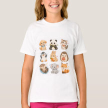 Animals Collection Pattern Girls T-Shirt