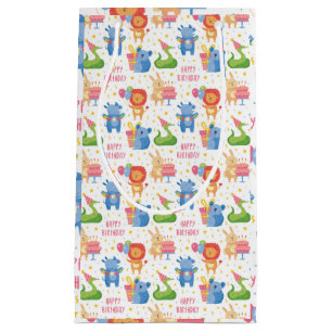 Animals Congratulate on Kids Birthday Small Gift Bag