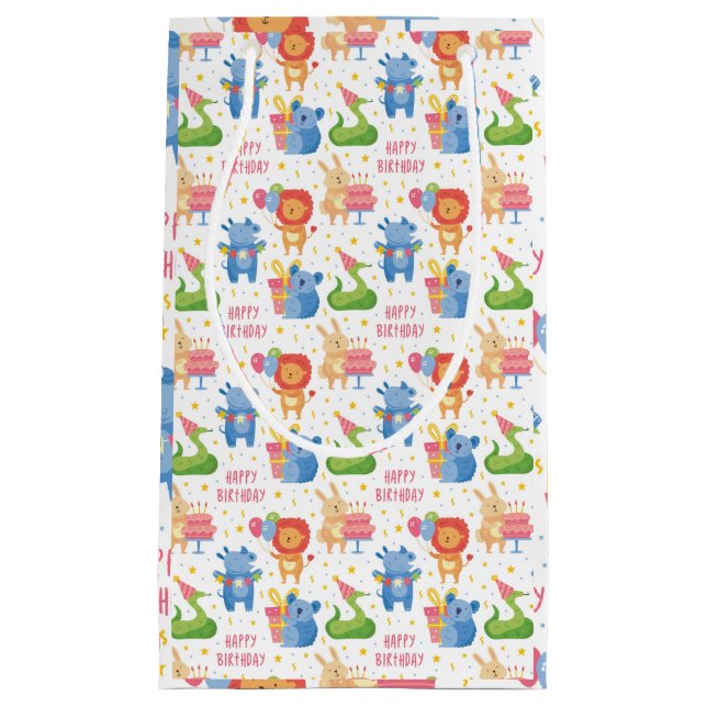 Animals Congratulate on Kids Birthday Small Gift Bag (Front)