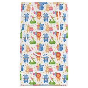 Animals Congratulate on Kids Birthday Small Gift Bag