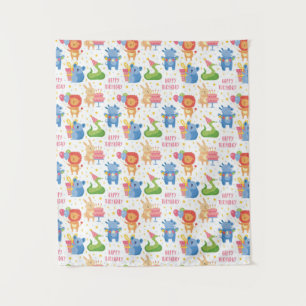 Animals Congratulate on Kids Birthday Tapestry