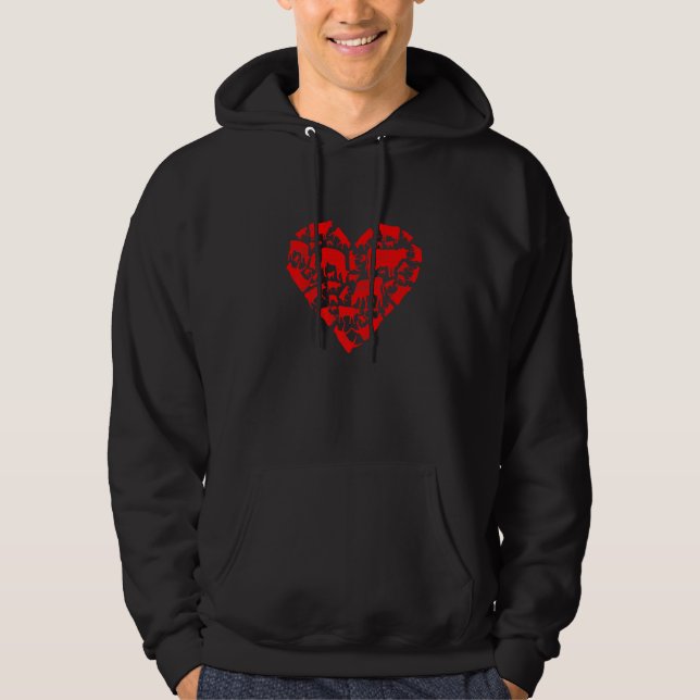 Animals  Dairy Cow Heart Valentine's Day Hoodie (Front)