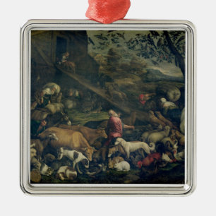 Animals Entering the Ark (oil on canvas) Metal Tree Decoration