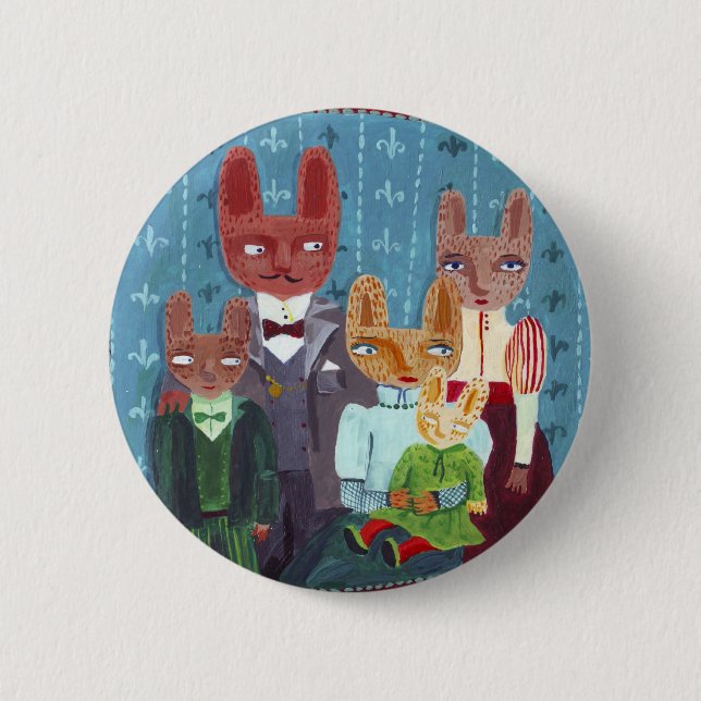 Animals family 6 cm round badge (Front)