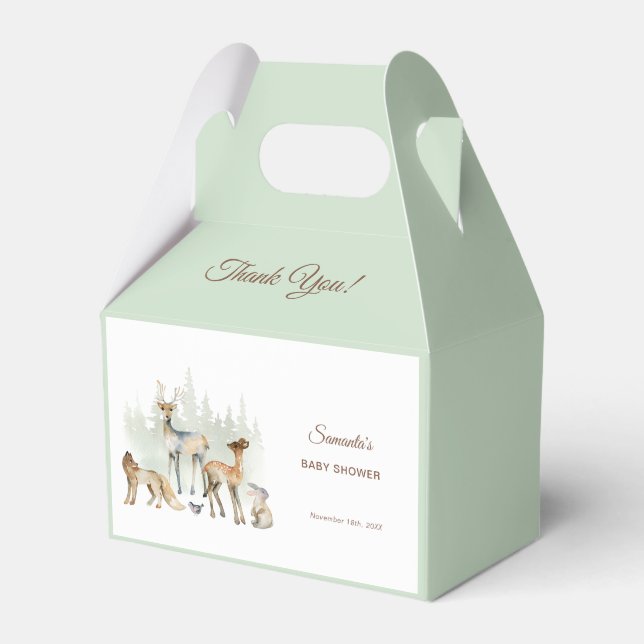 Animals Forest Woodland Baby Shower Favour Box (Front Side)