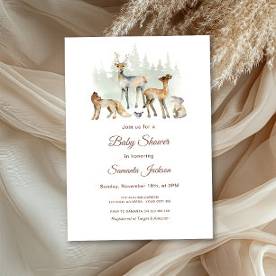 Animals Forest Woodland Baby Shower Invitation