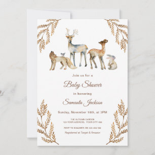 Animals Forest Woodland Baby Shower Invitation