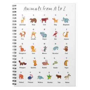 Animals from A to Z School Education Learning Notebook
