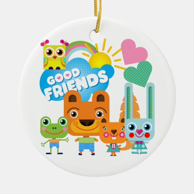 Animals Good Friends Ceramic Tree Decoration (Front)