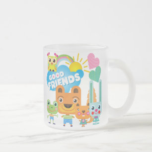 Animals Good Friends Frosted Glass Coffee Mug