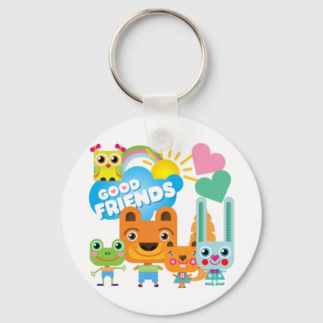 Animals Good Friends Key Ring (Front)