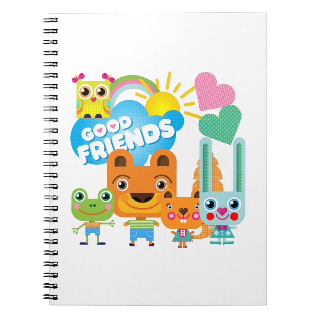 Animals Good Friends Spiral Notebook (Front)