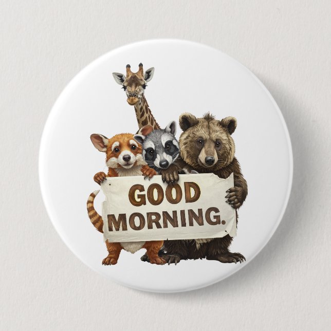 Animals, Good Morning, 7.5 Cm Round Badge (Front)