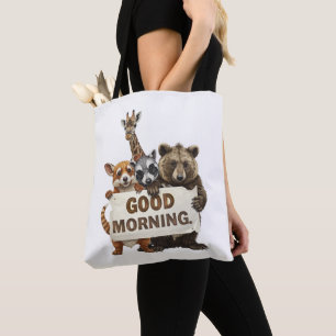Animals, Good Morning, Tote Bag