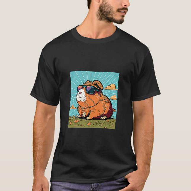 Animals Graphic  Guinea Pig Wearing Sunglasses 1 T-Shirt (Front)