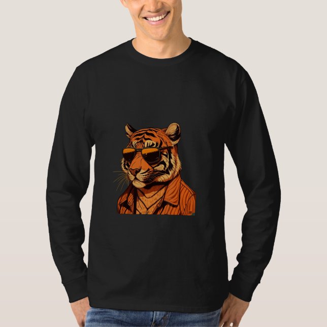 Animals Graphic  Tiger Wearing Sunglasses 7 T-Shirt (Front)