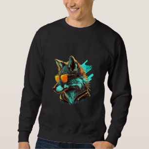 Animals Graphic  Wolf Wearing Sunglasses Sweatshirt