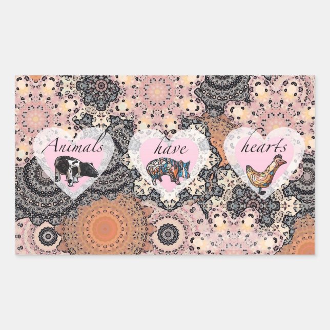 Animals have hearts rectangular sticker (Front)