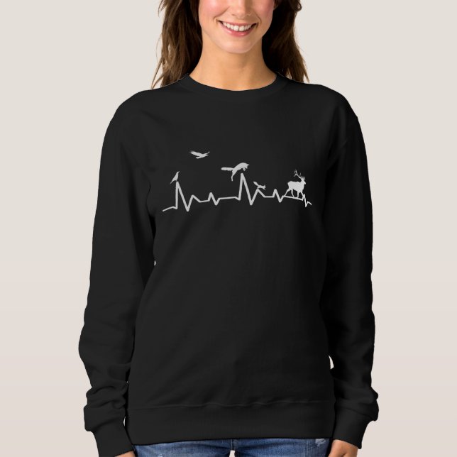 Animals Heartbeat Pulse Ecg Forest Animals Animal  Sweatshirt (Front)